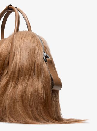 Michael Kors Kaitlin Large Long Haired Shearling Dome Satchel