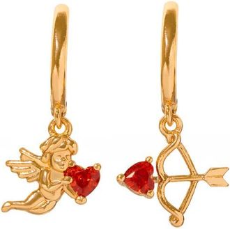 Girls Crew Cupids Mismatch Huggie Hoop Drop Earrings in Gold at Nordstrom