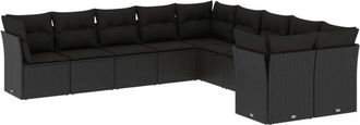 vidaXL Vidaxl - Set De Sof&aacute;s De Jard&iacute;n 10 Pzas Cojines Rat&aacute;n Sint&eacute;tico Negro