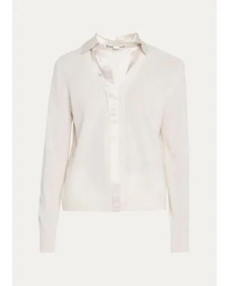 Vince Mixed-Media Cashmere Cardigan