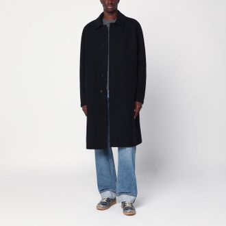 Harris Wharf London Navy Blue Single Breasted Wool Coat