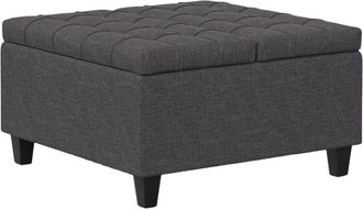 Simpli Home Harrison 30In Transitional Square Small Coffee Table Storage Ottoman