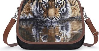 Generic Prostrate Tiger Leather Crossbody Bags for Women Messenger Handbag Purse Shoulder Bag