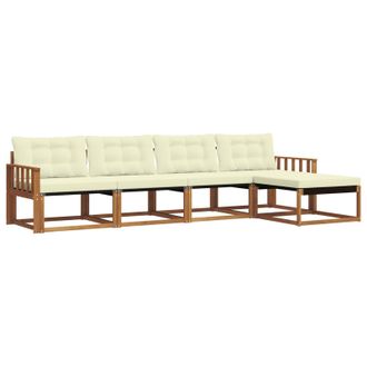 vidaXL Conjunto De Sof&aacute;s De Exterior Con Coj&iacute;n 5 Pcs Natural Y Crema Vidaxl