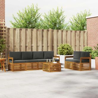 vidaXL Vidaxl Set Di Divani Da Esterno 7 Pz Naturale E Antracite