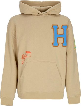 HUF Casual Oatmeal Hoodie met Patches - Heren - Hoodies - Beige - XL - Katoen - Hoodies & sweatvesten