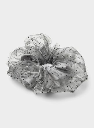 Simons Womens Large contrast-dot organza-lining scrunchie