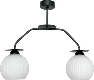 OEM L&aacute;mpara De Techo Colgante Negra Con Pantalla De Cristal Blanco 15-467 Fred