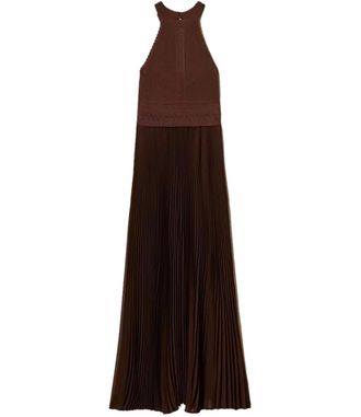 Twin-Set Textured Bodice Sleeveless Maxi Dress
