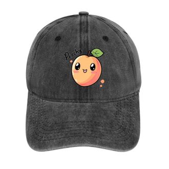 Generic Cute Peachy Baseball Cap for Men Women Adjustable Denim Cap Trucker Hat Charcoal-style
