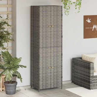 vidaXL Armario De Almacenaje De Jard&iacute;n Rat&aacute;n Pe Gris 59x40x180 Cm Vidaxl