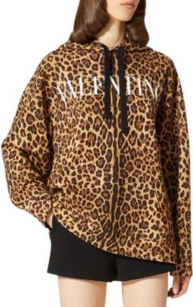 Valentino Garavani Oversized Leopard Print Hoodie Size S