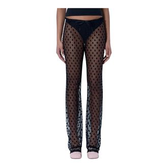 Dries Van Noten Sheer Lace Trousers - female - Dries Van Noten - Wide Trousers - Black - 2XS - Trousers