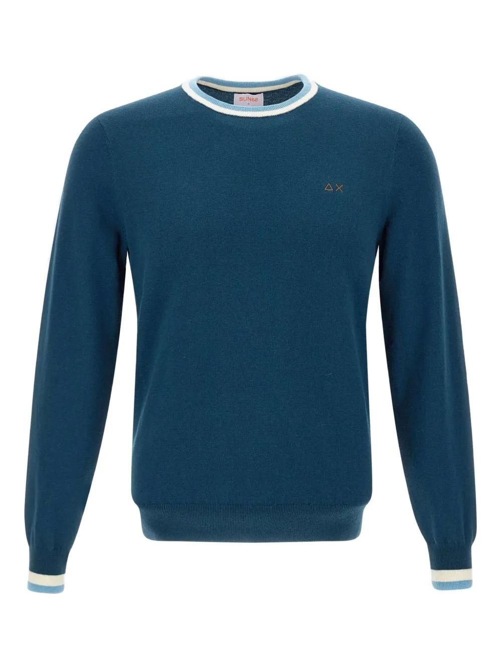 Maglione Basic A Manica Lunga SUN68 - Colore Navy Blue, Cotone, Taglia XL