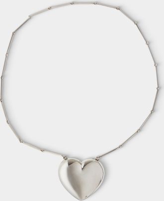 Mahnaz Collection Vintage 1960 Hermann Siersb&oslash;l Danish Sterling Silver Heart Pendant Necklace