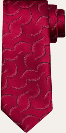 Charvet Mens Geometric Abstract Line Silk Tie