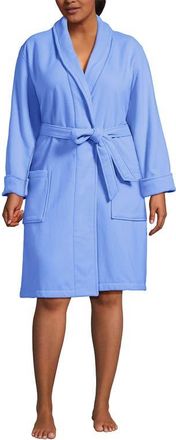 Lands End Plus Size Cotton Terry Knee Length Spa Bath Robe in Clear Blue Sky at Nordstrom, Size 2X