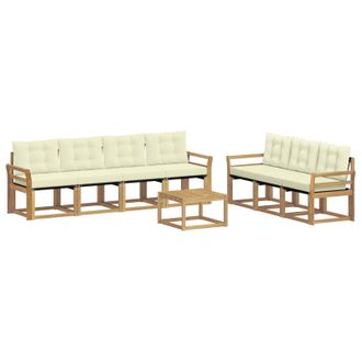 vidaXL Conjunto De Sof&aacute;s De Exterior Con Coj&iacute;n 8 Pcs Blanco Y Crema Vidaxl