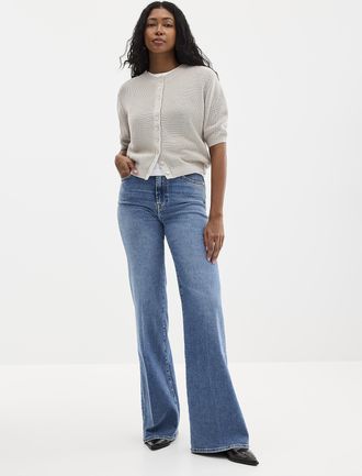 7 For All Mankind Womens Modern Dojo faded jean Fit: Flared leg, high rise