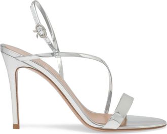Gianvito Rossi Manhattan 95 Sandal in Metallic Silver Leather at Nordstrom, Size 37.5