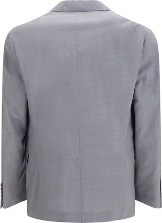 Brunello Cucinelli Mens Three-Button Blazer Grigio Wool Ovis Aries; Silk Blazers & Vests