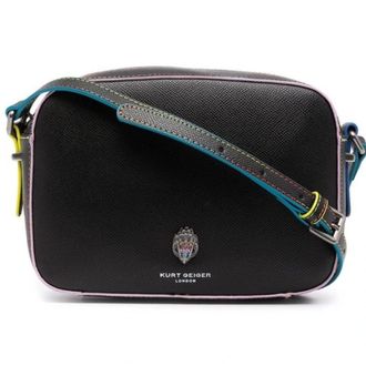 Kurt Geiger Womens Richmond Leather Rainbow Stitch Camera Bag Crossbody, Black, Black, Medium