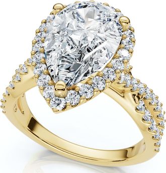 Pompeii3 Certified 3Ct Pear Shape Diamond Engagement Ring 14k Gold or Platinum Lab Grown