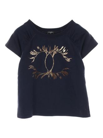 CHANEL ブラック Tシャツ フラワー装飾 古着 90s Rob Schouten 「In the Garden of Eve」 花 フラワー