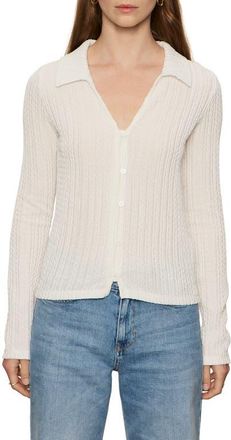 Sanctuary Textured Stripe Cotton Blend Knit Button-Up Shirt in Chalk White at Nordstrom, Size Xx-Large P