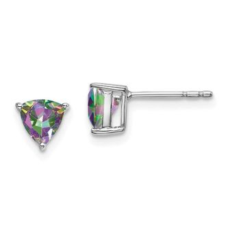 Diamond2Deal 14k White Gold Trillion Mystic Fire Topaz Earrings