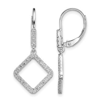 Diamond2Deal 14K White Gold 1/2 ct Lab Grown Diamond Square Leverback Earrings VS Clarity, G-H Color