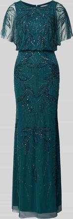 Christian Berg Cocktail Abendkleid mit Perlen und Pailletten in Grass Mel, Gr&ouml;&szlig;e 34