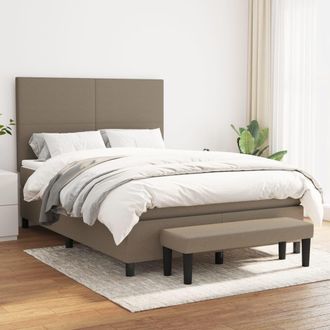 vidaXL Vidaxl - Cama Box Spring Con Colch&oacute;n Tela Gris Taupe 140x190 Cm