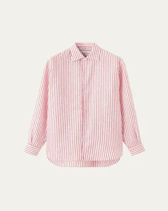 Loro Piana Mens Franco Linen Stripe Button-Down Shirt