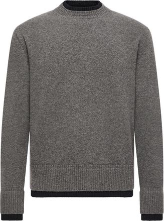 Moncler Moncler Leather Logo Wool & Cashmere Blend Sweater, Men, Grey, Size: 3xl