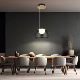 Globo Lighting Lampada A Sospensione Lampada A Sospensione Lampada Da Soffitto Luce Soggiorno Sala Da Pranzo, Metallo Vetro Ottone Satinato, 1x Led 10w 665lm 3000k B