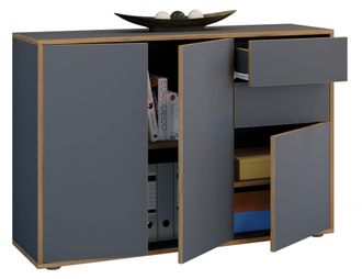 VCM Caja De Cajones De Madera Sideboard Con Puertas Giratorias Y Cajones Muebles De Oficina Dimensiones Aprox. Al. 74 X An. 110 X T. 32cm - Salia (antraci