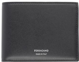 Ferragamo Rectangular Black Leather Wallet With Discreet Logo