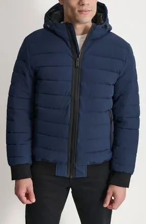 DKNY Zip Front Quilted Jacket in Navy at Nordstrom Rack, Size Xx-Large