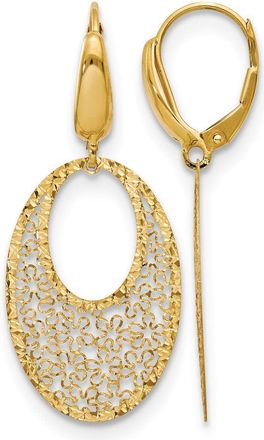 Diamond2Deal 14K Yellow Gold Textured Floral Drop Dangle Earrings