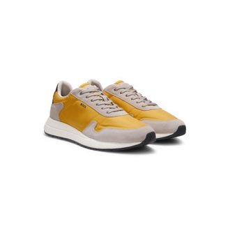 BOSS Lace-up sneakers in lightweight fabric with suede trims
