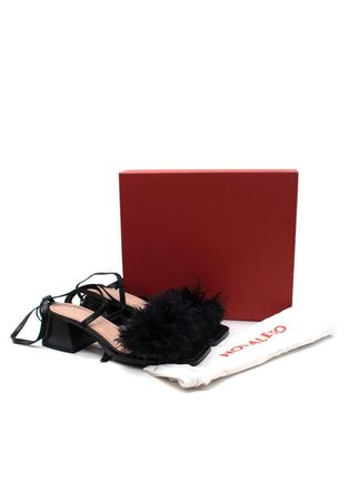 Nodaleto Black Feather Embellished Wrap Around Heels Size 40