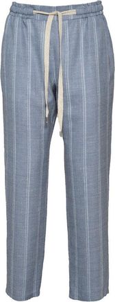 Barba Joke Straight Trousers In Light Blue Linen
