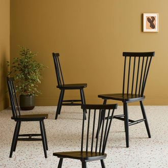 Sweeek Set Of 4 Hevea Wooden Chairs in Black