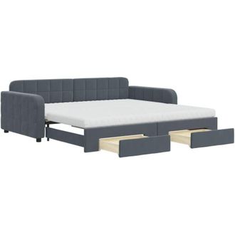 vidaXL Vidaxl - Sof&aacute; Cama Nido Con Cajones Terciopelo Gris Oscuro 100x200 Cm