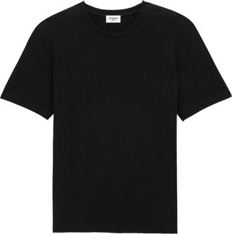 Saint Laurent T-Shirts, male, Black, Size: M Crew Neck T-Shirt