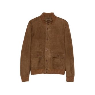 Santoro London Ribbed-trim Suede Jacket