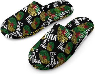 Generic Its In My DNA French Guiana Flag Mens Cozy Memory Foam Slippers Warm Cotton House Shoes Comfy Slipper for Indoor Outdoor
