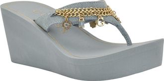 Guess Sutton Platform Wedge Sandal in Light Blue at Nordstrom, Size 11