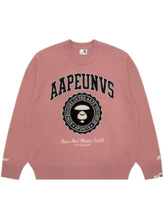 Aape By A Bathing Ape Trui met geborduurd logo - Roze